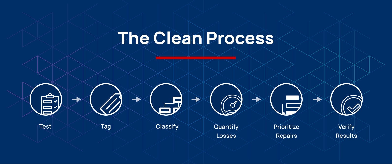 Steam trap survey process showing testing, tagging, classification, cost estimates, repair planning, and verification